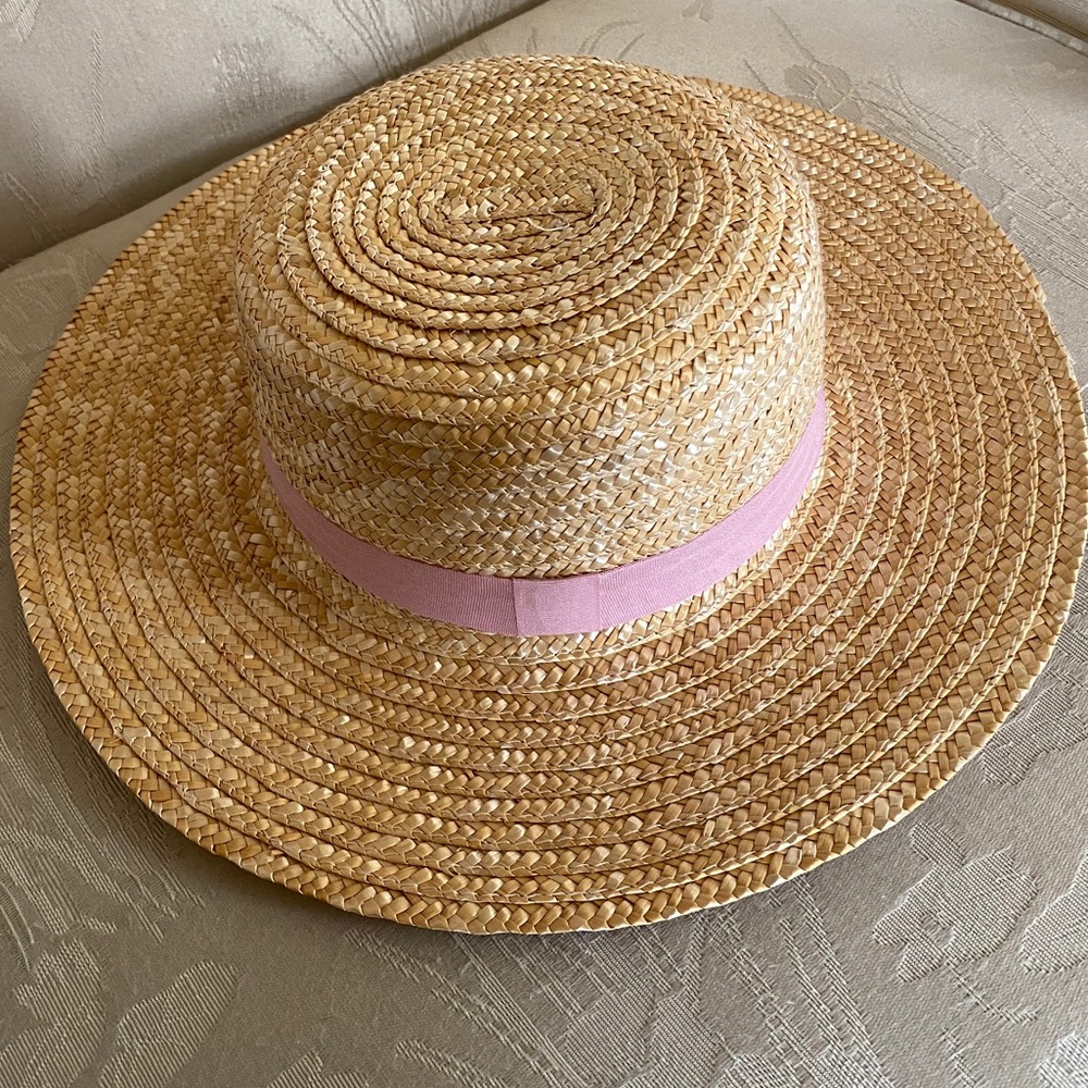 Pink ribbon sun hat straw hat